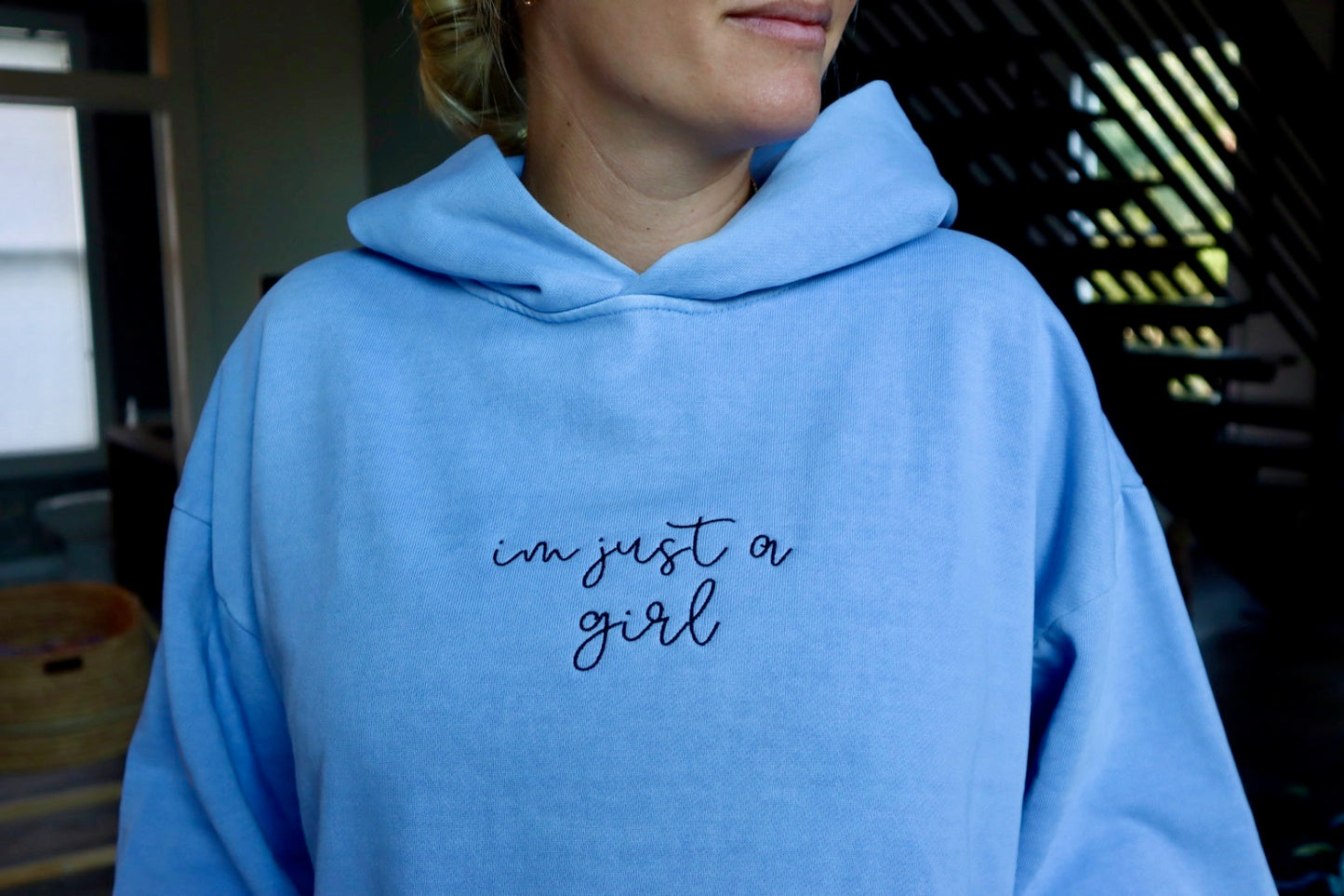 Mean Girl Pod - I'm Just a Girl Embroidered Hoodie (Restocking)